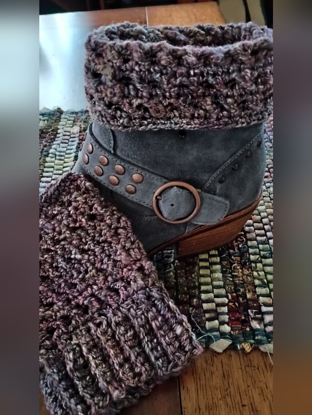Handmade Homespun Wool Ankle Boot Cuff Set